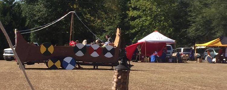 The Byrdraka is a Viking boat built on a trailer.